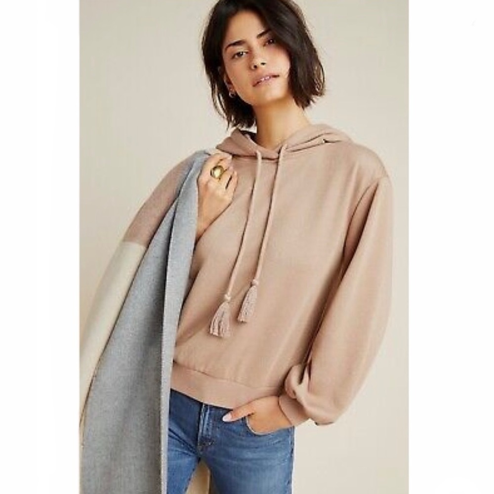 Anthropologie Current Air Shimmer Gold Foiled Sweatshirt